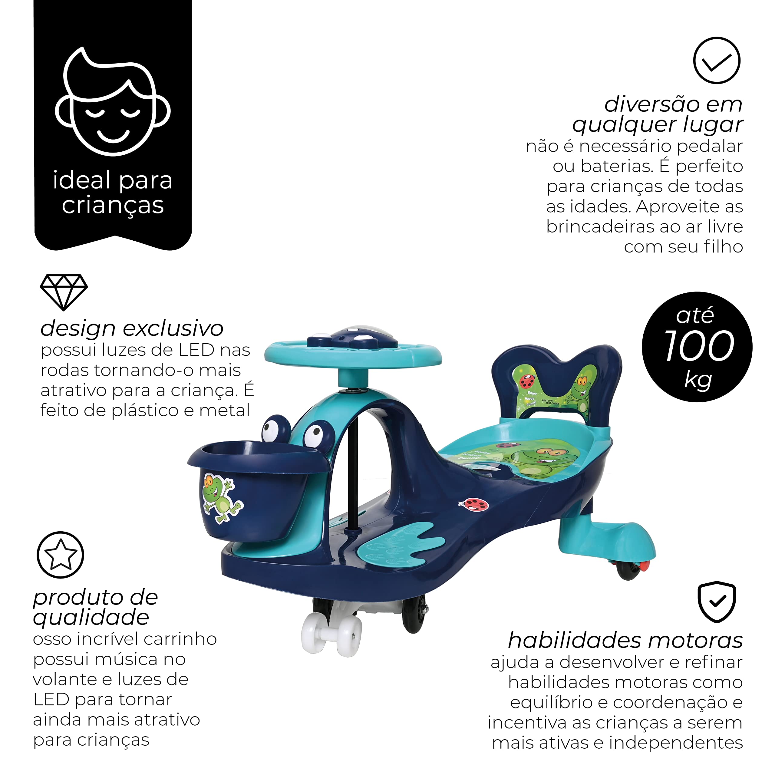 Zippy Toys Carrinho Animais Divertidos, Plástico e Ferro, Adesivos